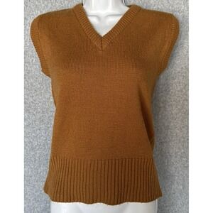 Academia Coquette Knit Sweater Vest Large Brown Vintage Preppy Soft Layering Top